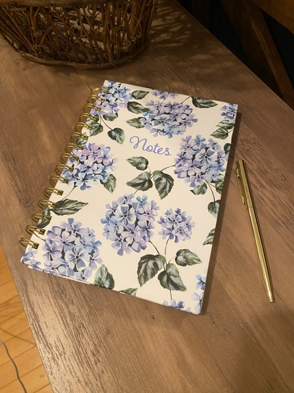 Floral Blue Hydrangea Spiral Notebook - New